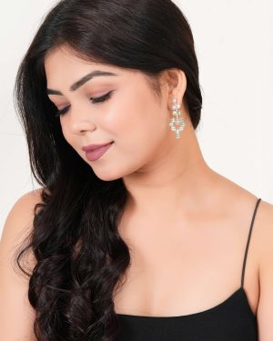 Women's Indo Western Teardrop Shaped Party Wear Ethnic Stud Earrings for Women -AZ838-OX-ER30