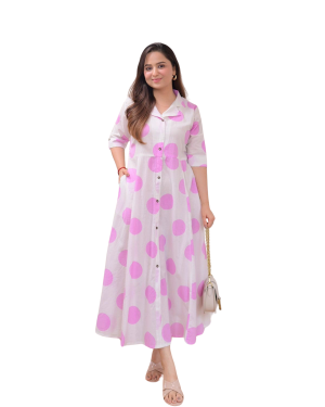 Flaunt the Florals ? Embroidered Cotton Dress with Printex Highlights (L)