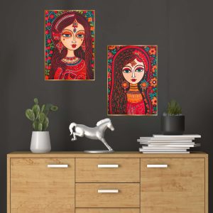 Set of Two Wall Paintings for Wall Dacoration Golden Framed Wall Paintings for Living Room & Bedroom Wall Art for Home Decoration & Office Wall Décor (14x11 inch CH-GD2-12)