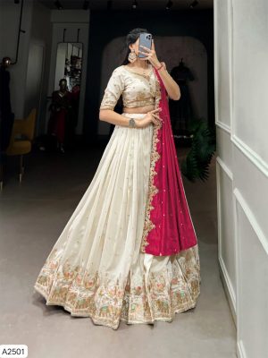 Embellished Lehenga Choli  (White)