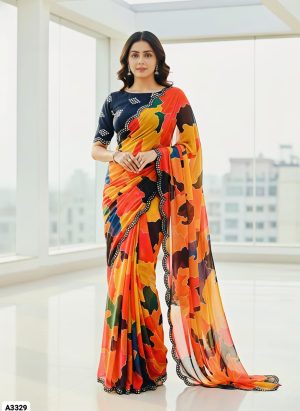 Marshmellow georgette Saree